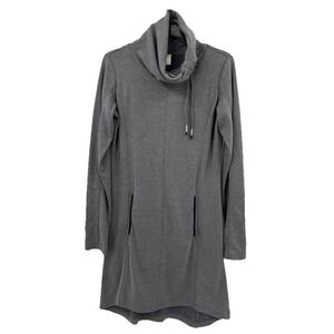 Lole Womens Long Sleeve Cowl Neck Call Me Knee Dress Gray Small Active Stretch S